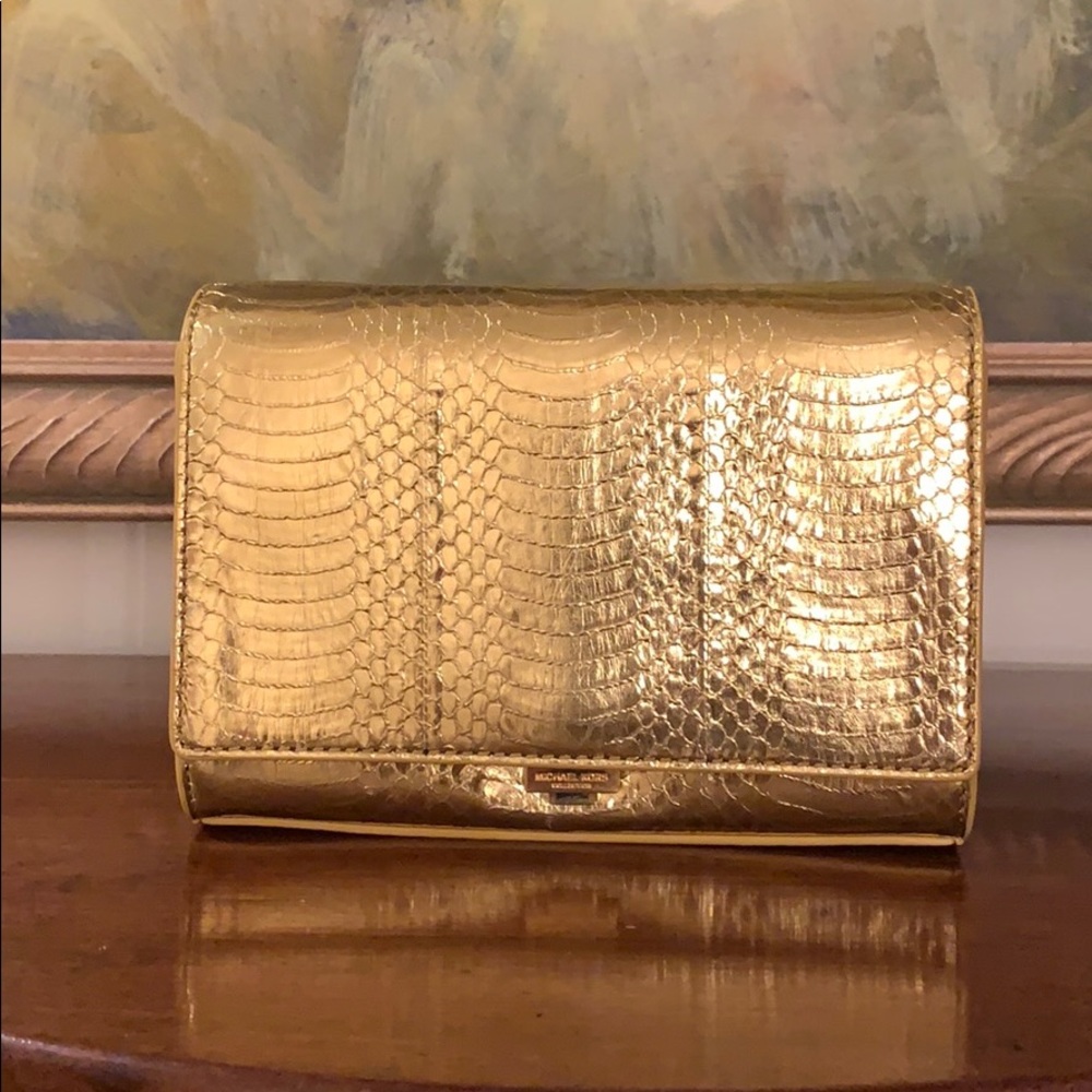 Michael Kors Collection  snake leather clutch